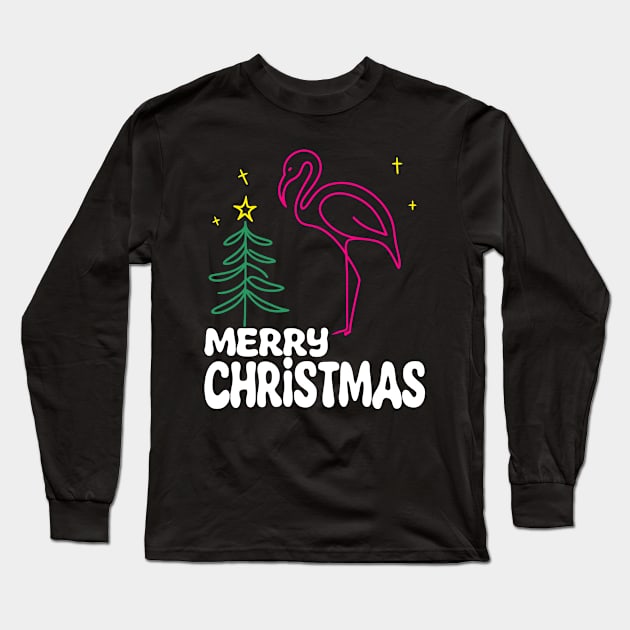 Flamingo Christmas Long Sleeve T-Shirt by Outrageous Flavors